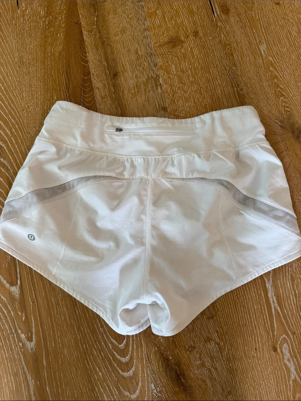 lululemon athletica White Athletic Shorts with Reflective Logo
